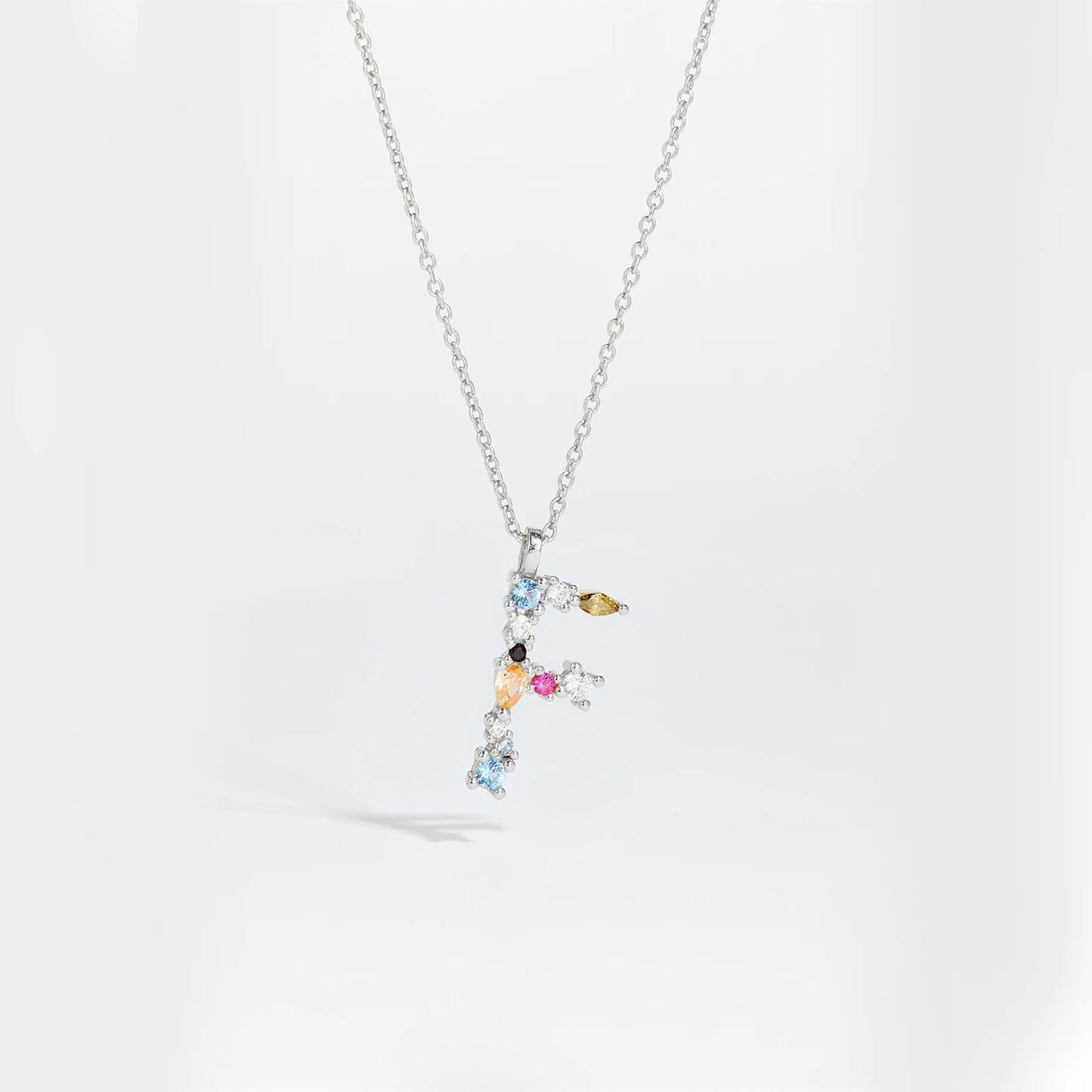 Gilded Grace Monogram Necklace Silver F