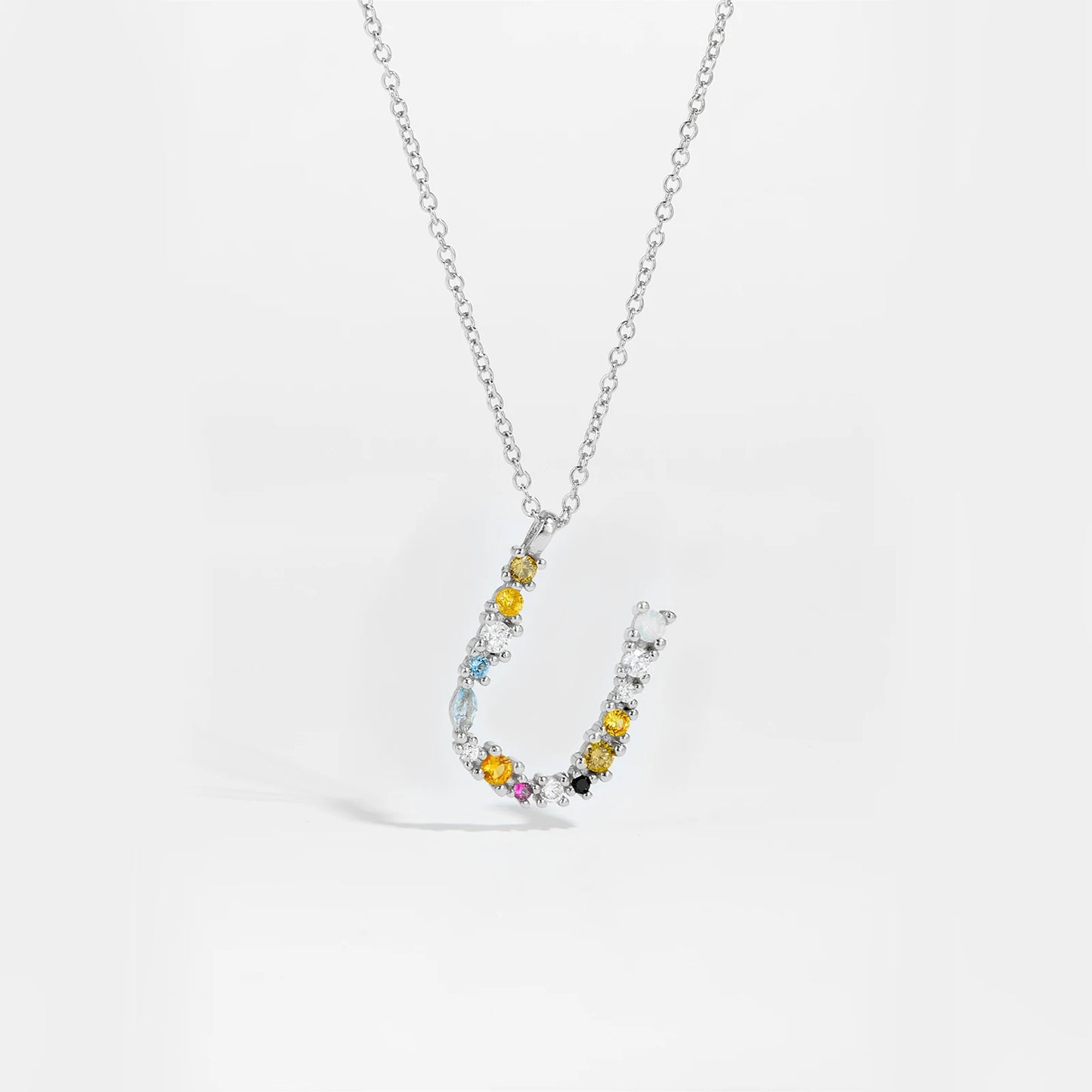 Gilded Grace Monogram Necklace Silver U