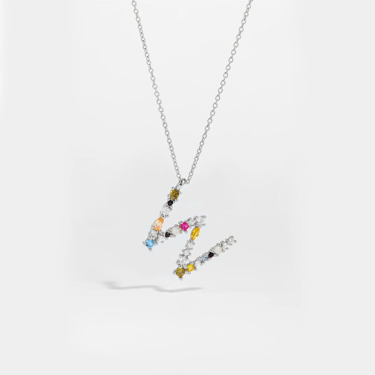 Gilded Grace Monogram Necklace Silver W