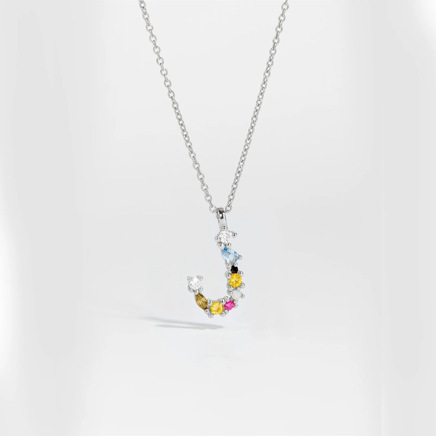 Gilded Grace Monogram Necklace Silver J