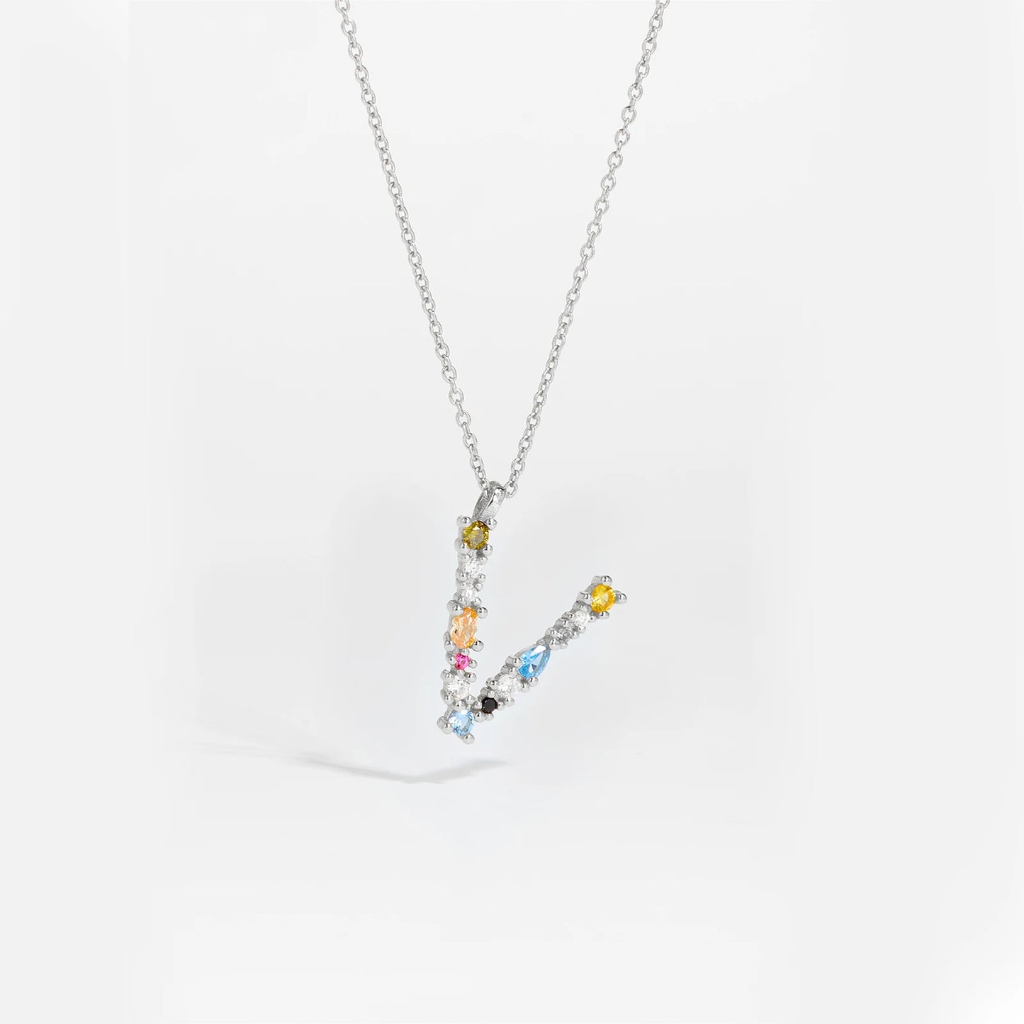 Gilded Grace Monogram Necklace Silver V