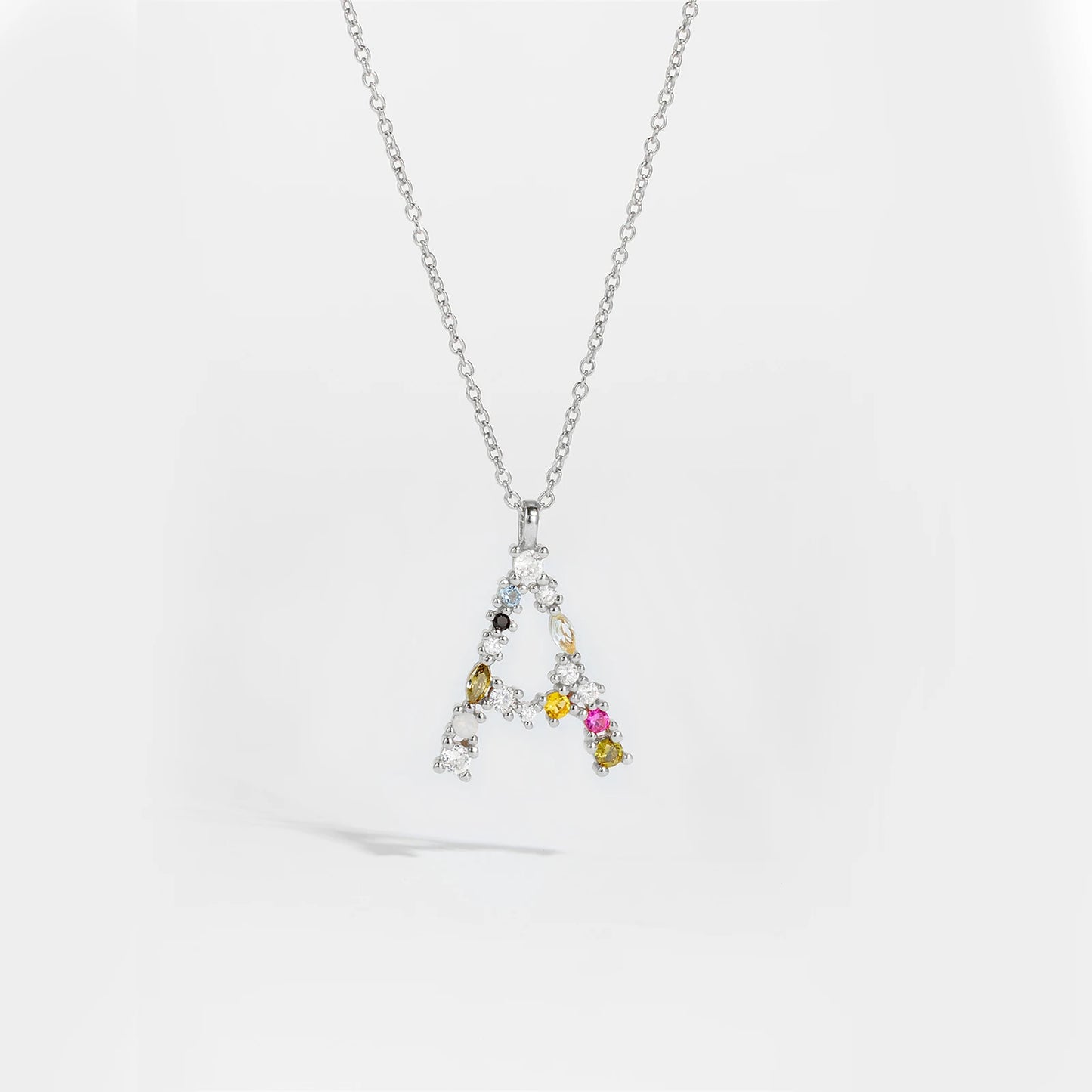 Gilded Grace Monogram Necklace Silver A