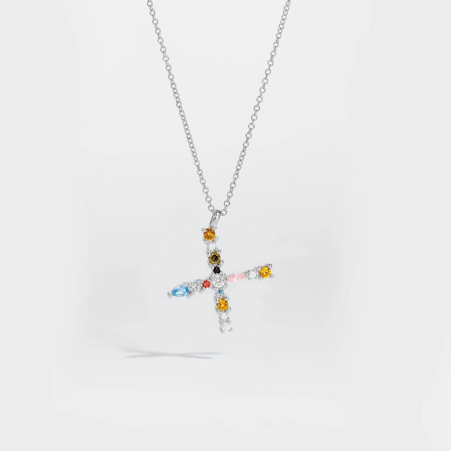 Gilded Grace Monogram Necklace Silver X