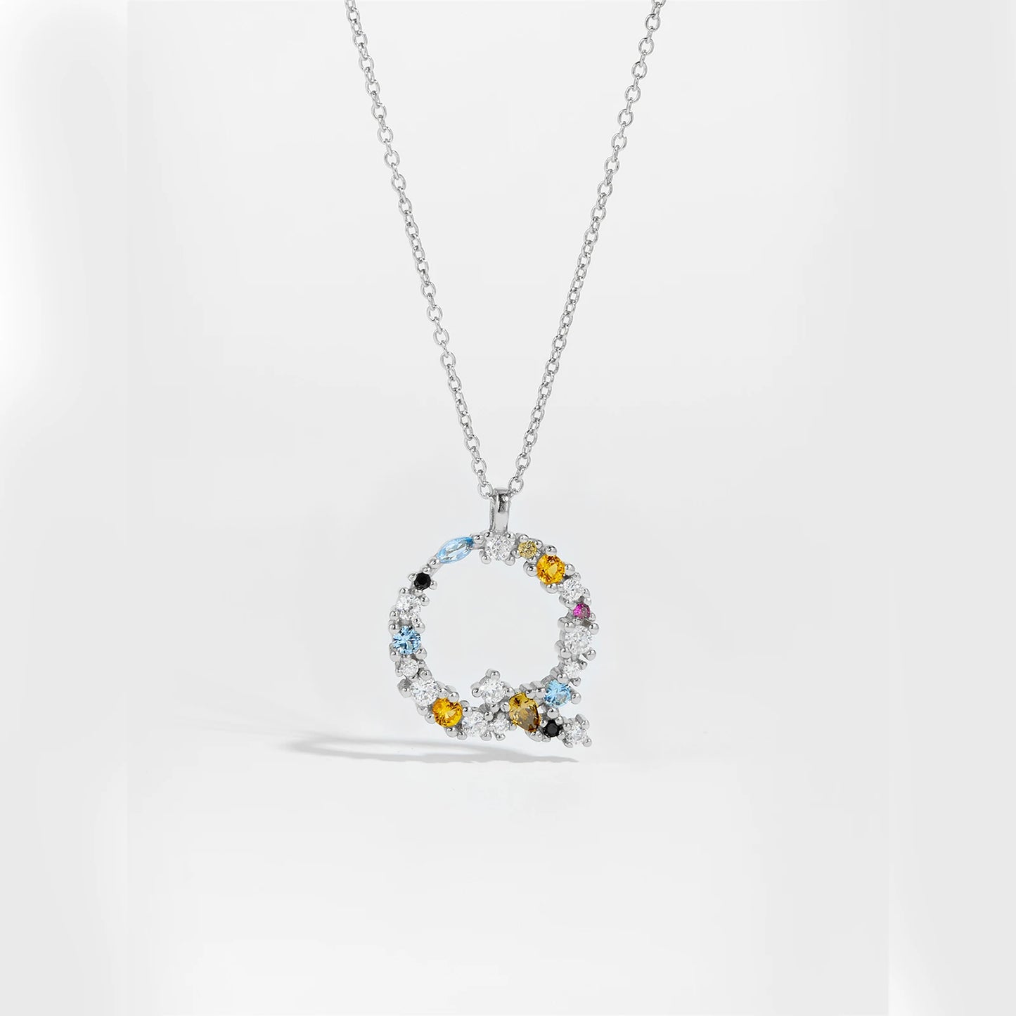 Gilded Grace Monogram Necklace Silver Q