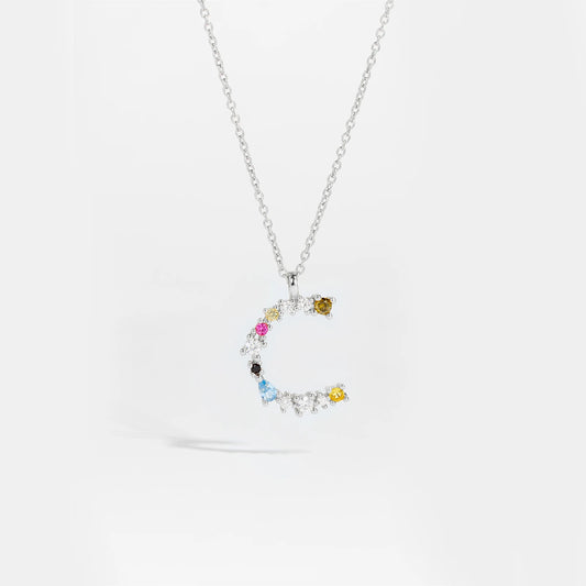 Gilded Grace Monogram Necklace Silver C