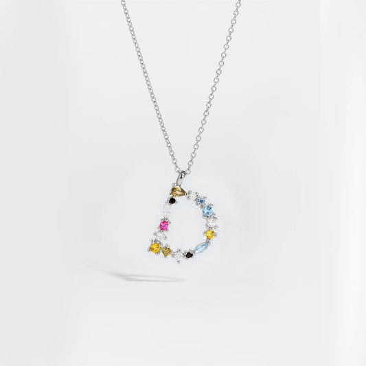 Gilded Grace Monogram Necklace Silver D