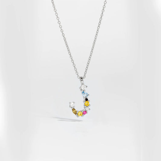 Gilded Grace Monogram Necklace Silver J