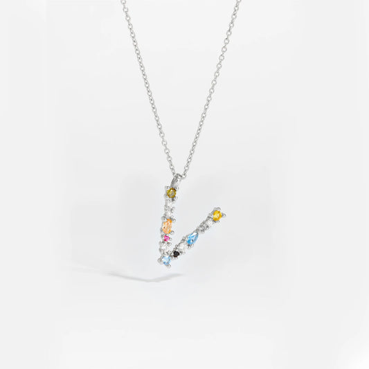 Gilded Grace Monogram Necklace Silver V